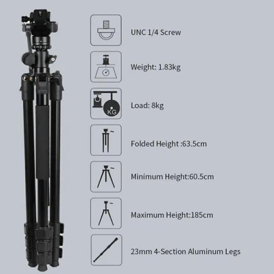 Monopod Tripod (1.85m) — Jmary KS355+HG60
