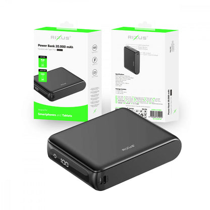 Power Bank 20000 mAh   —Rixus RXPB25 Compact Digital Display