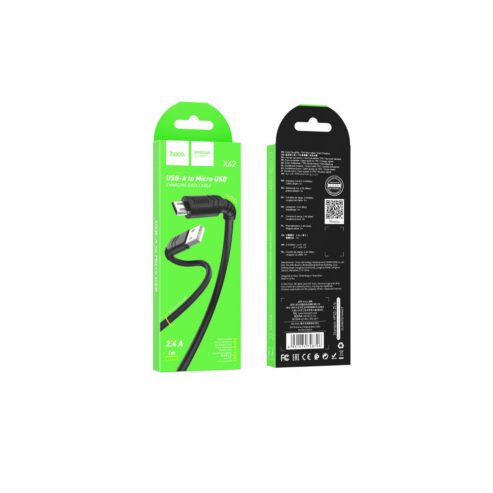 Кабель Micro 2.4A (1m) Hoco X62 — Black