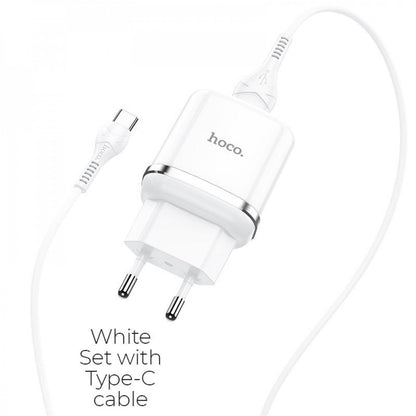 Home Charger 18W QC3.0 USB C Cable (1m) Hoco N3 — White