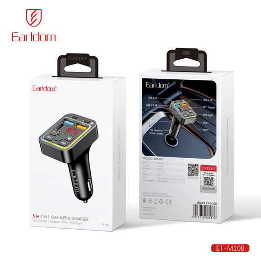 Fm Modulator MP3 | Car Charger | 3.1A | 2U | 1C — Earldom ET-M108