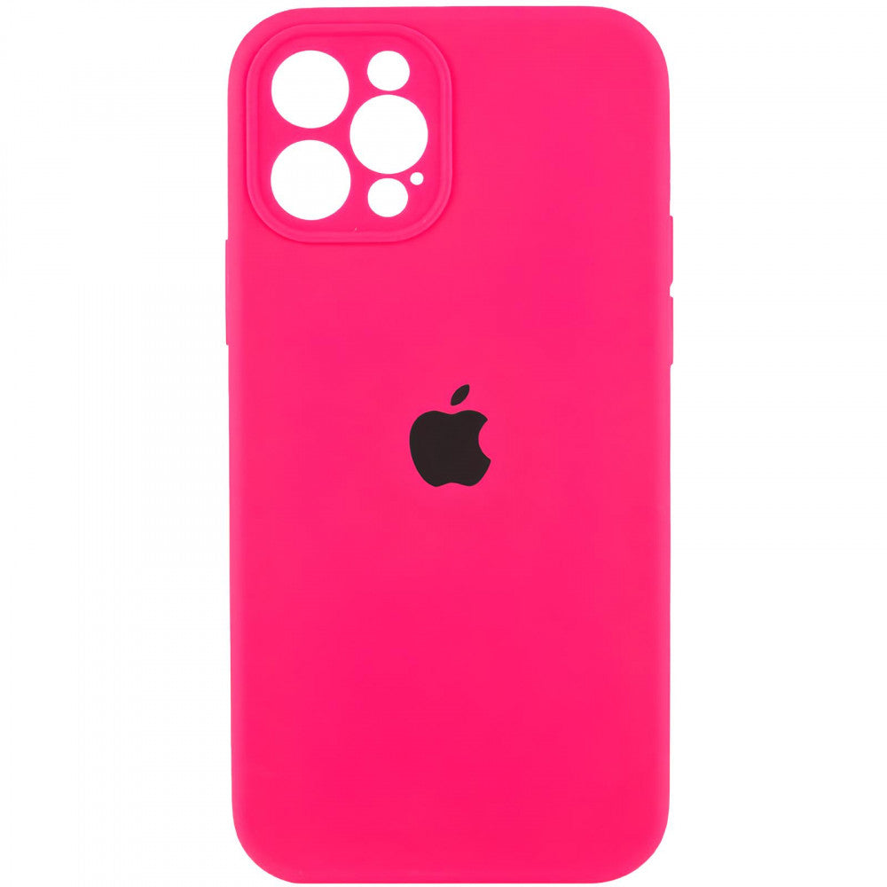 Original Silicone Case with protective camera iPhone 12 Pro — Neon Pink (47)