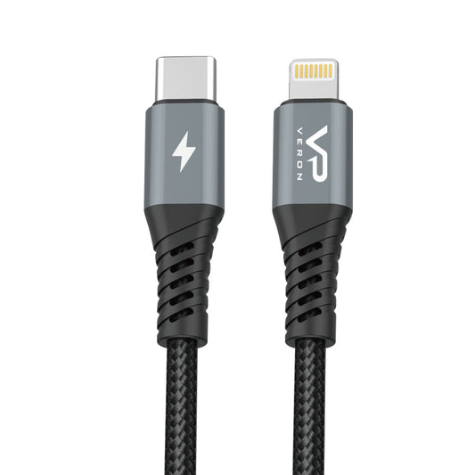 Кабель USB C to Lightning 20W PD (0.25m) Veron CL09s Nylon