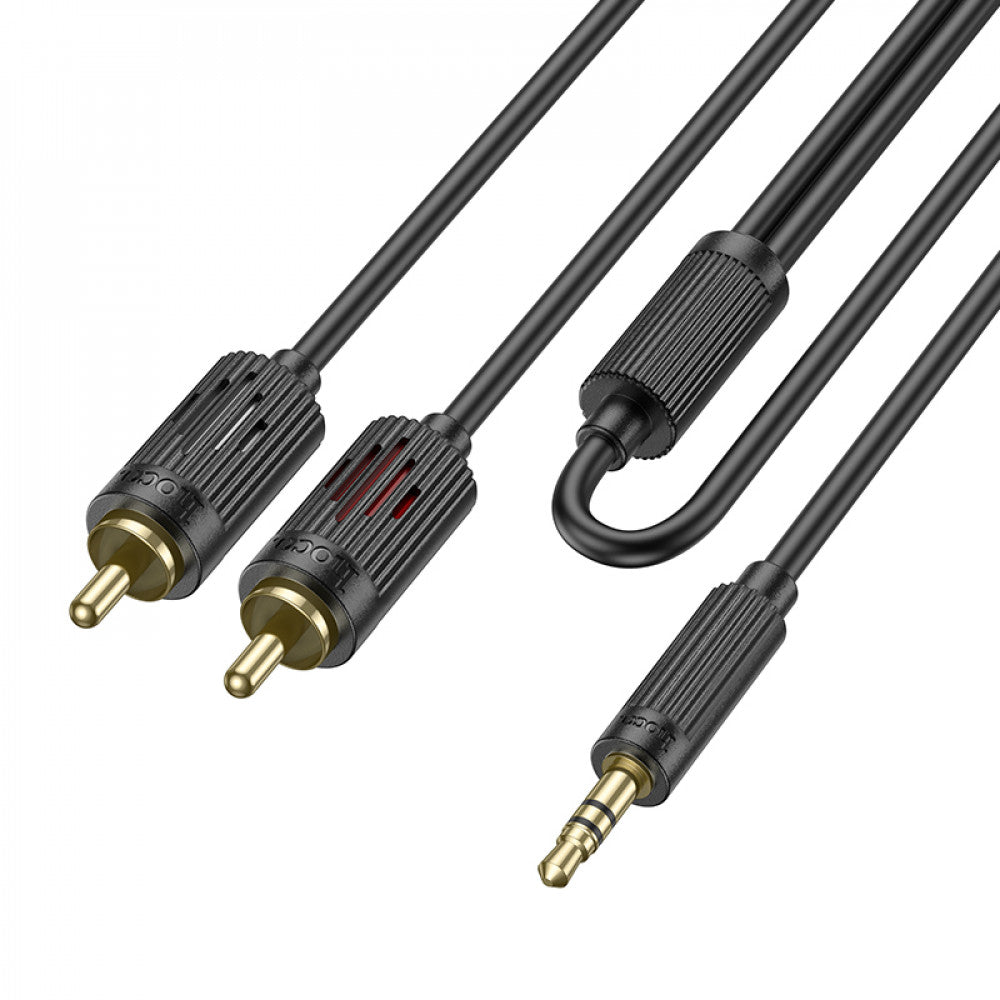 Cable Aux to 2 RCA (1m) Hoco UPA28 — Black