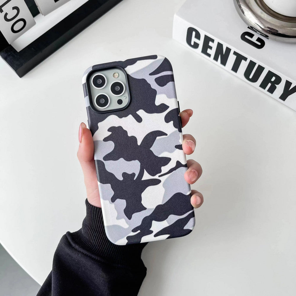 Military Leather Case with MagSafe iPhone 14 Pro Max — Gray