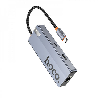 HUB USB C To HDTV ; RJ45 ; PD ; 3USB — Hoco HB51