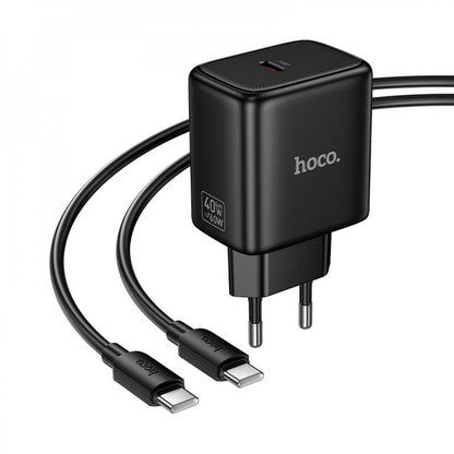 Home Charger | 40W | PD | C to C Cable (1m) — Hoco N83  — White