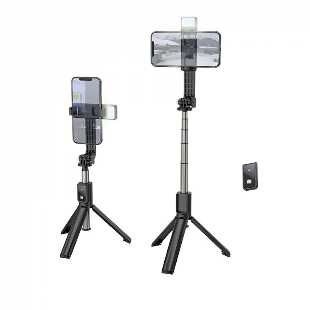 Live Broadcast Holder — Hoco K15 Treasure aluminum alloy fill light gimbal version live broadcast support — black