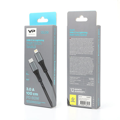 Кабель USB C to Lightning 20W PD (1m) Veron CL09s Nylon