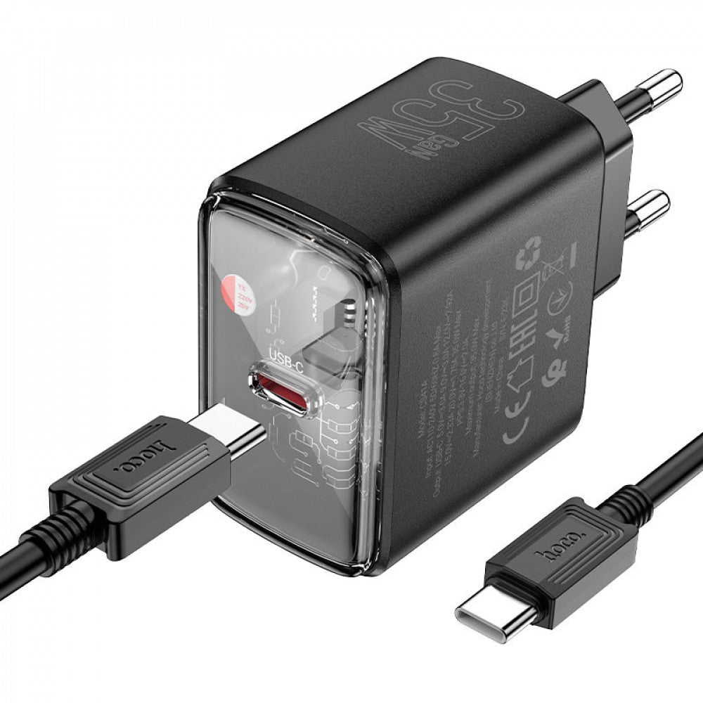 Home Charger | 35W | PD | C to C Cable (1m) — Hoco CS41A — Black