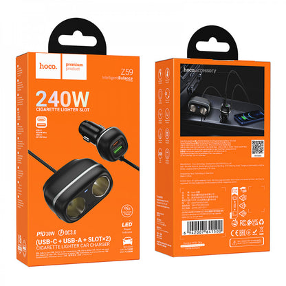 Разветвитель прикуривателя | 2S | 1P | 1U — Hoco Z59