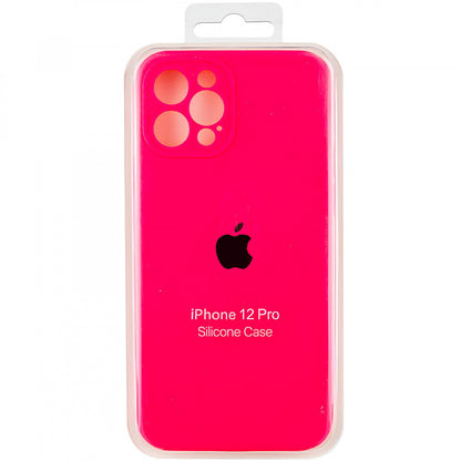 Original Silicone Case with protective camera iPhone 12 Pro — Neon Pink (47)
