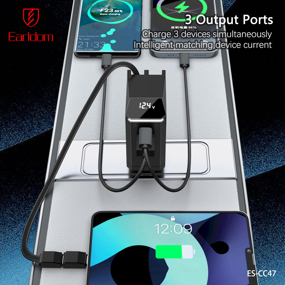 Car Charger 2.4A 1U 1C Earldom ES-CC47