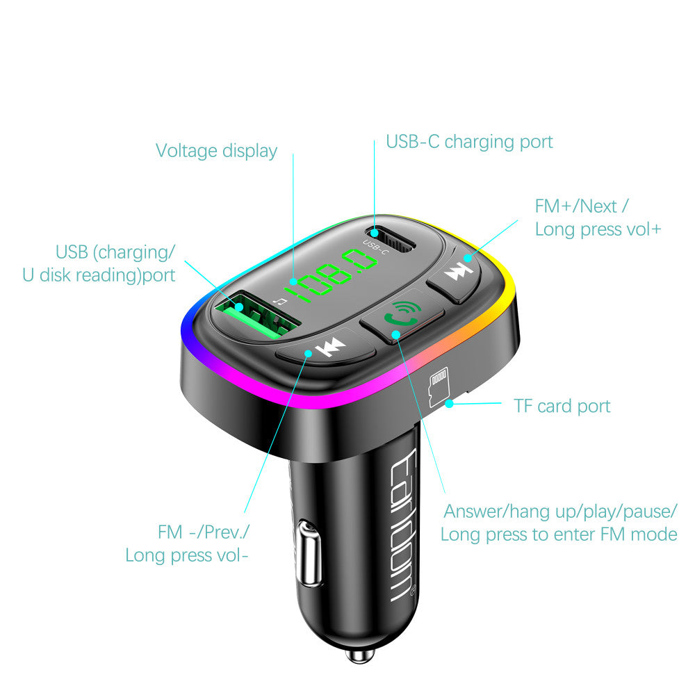 Fm Modulator MP3 Car Charger 3.0A 1U 1C Earldom ET-M104