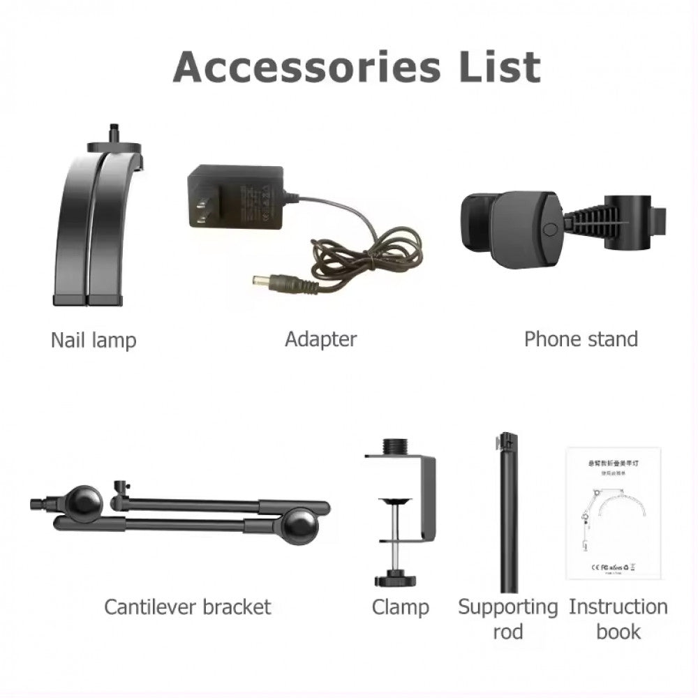 Бестеневая LED лампа F-550B 30W color 3000K-6500K | 55x27.8 | 308 Lights |  — Black