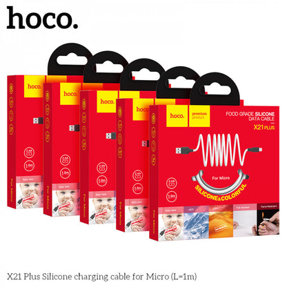 Кабель Micro 2.4A (1m) — Hoco X21 Plus Silicone — Black＆white