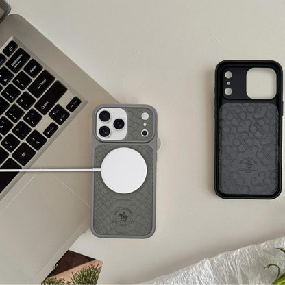 Polo Knight Leather Case iPhone 17 Pro — Titanium Grey