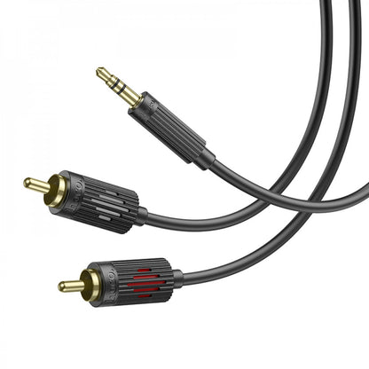 Cable Aux to 2 RCA (1m) Hoco UPA28 — Black