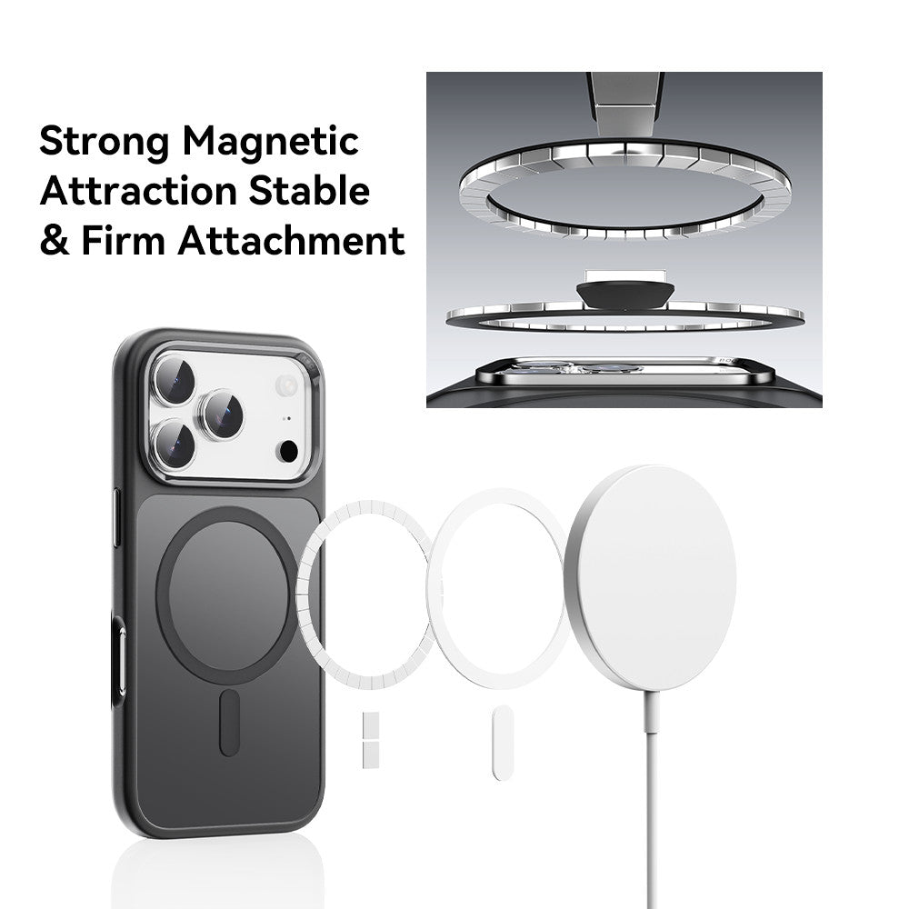 Rock Guard Metal Lens Frame Series TPU Case with Magsafe iPhone 17 Pro Max — Gray