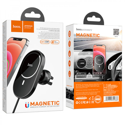 Car Holder — Hoco CA90 Magic magnetic wireless fast charging — Black