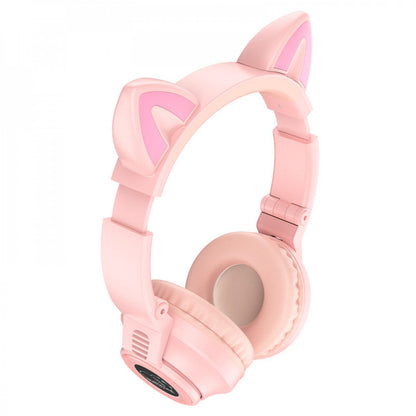 Навушники Bluetooth — Borofone BO18 Cat ear — Pink