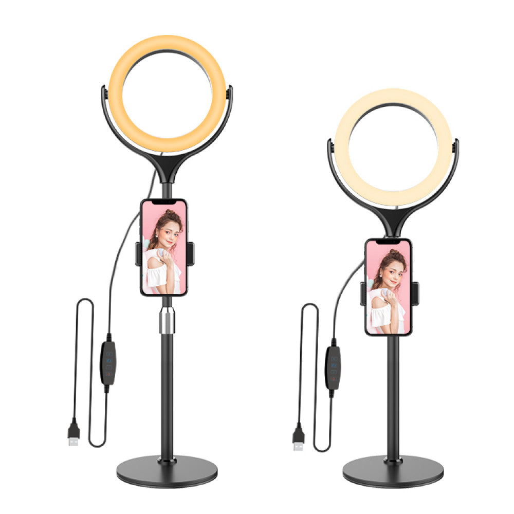 Лампа кольцевая комплект LED 26 cm F-537A 10&quot; 64 pcs light 3300K - 6000К + holder + remote + tripod stand — White