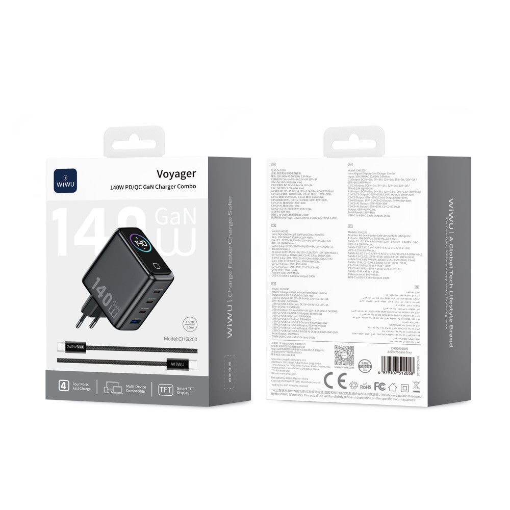 Home Charger | 140W | GaN | 3 PD3.0 |  QC3.0 — Wiwu CHG200