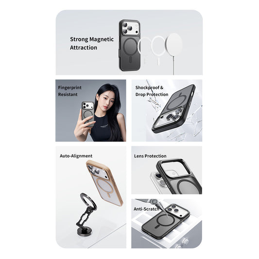Накладка Чехлы Rock Guard Metal Lens Frame Series TPU Case with Magsafe iPhone 17 Pro — Gold