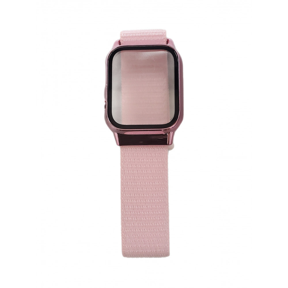 Ремінець Nylon with protective case Apple Watch 42 mm 44 mm 45 mm 49 mm — Pink