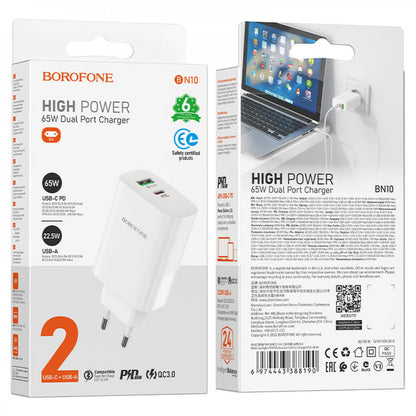 Home Charger | 65W | PD | 1U — Borofone BN10 — White