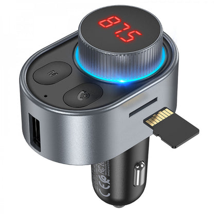 Fm Transmitter MP3 | Car Charger | 2.4A | 2U — Hoco E72 — Metal Grey