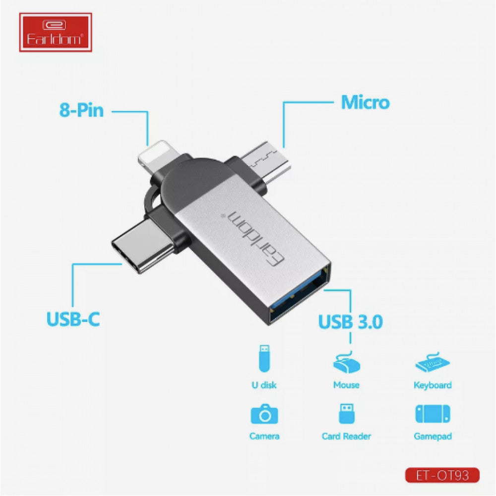 Adapter OTG USB3.0 To Micro USB , Lightning , USB C — Earldom ET-OT93