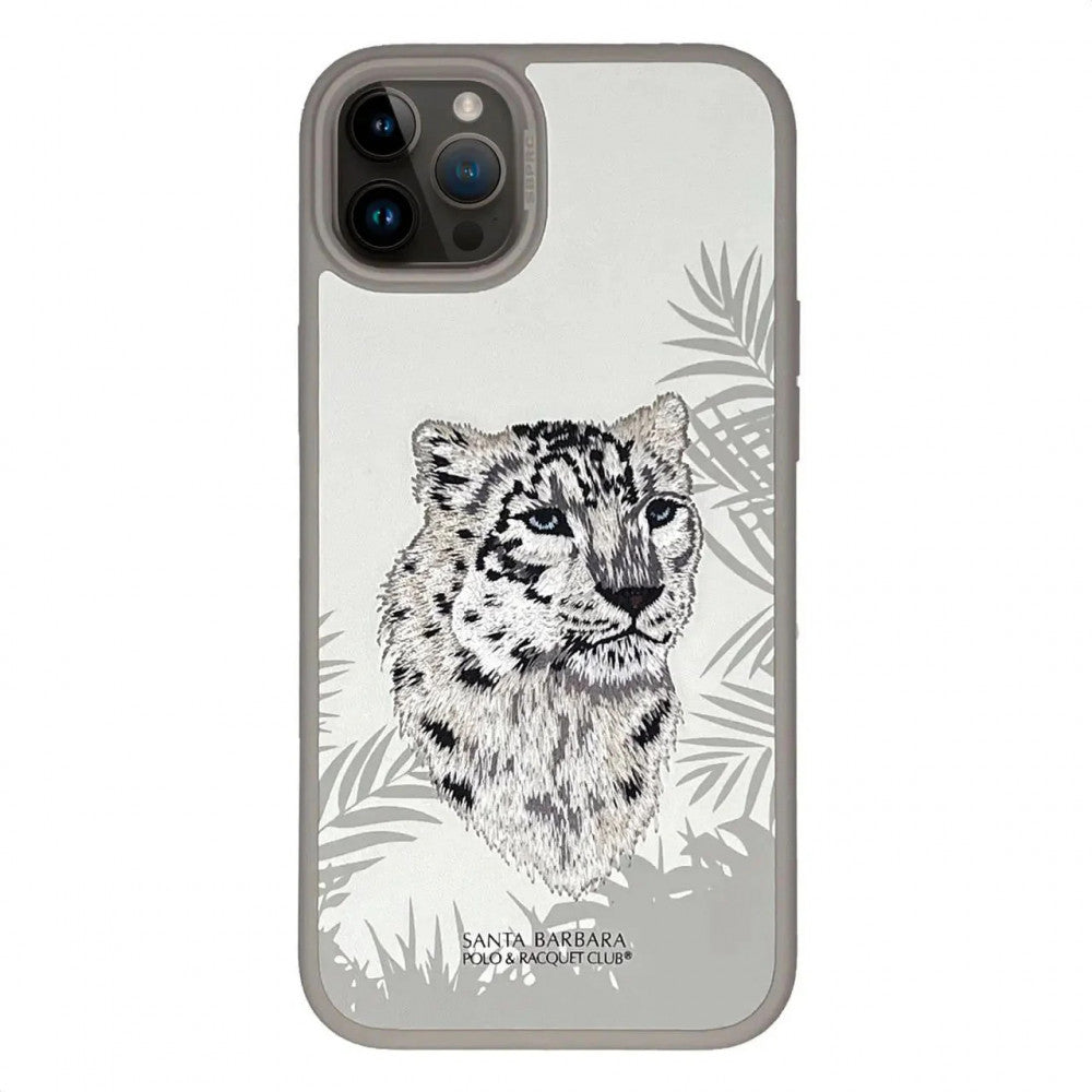 Polo Savanna Leather Case — iPhone 15 Pro  — Snow Leopard-Grey