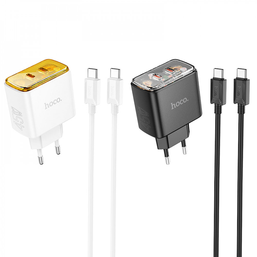 Home Charger | 45W | 2PD | C to C Cable (1m) — Hoco CS43A  — Black