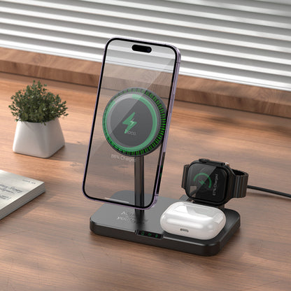 Magnetic Wireless Charger 3 in 1 — Hoco CQ12  — Black