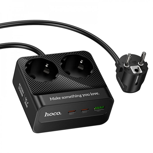 Power Extension 1U | 2P | 2C — Hoco AC27 L=2M  — Black