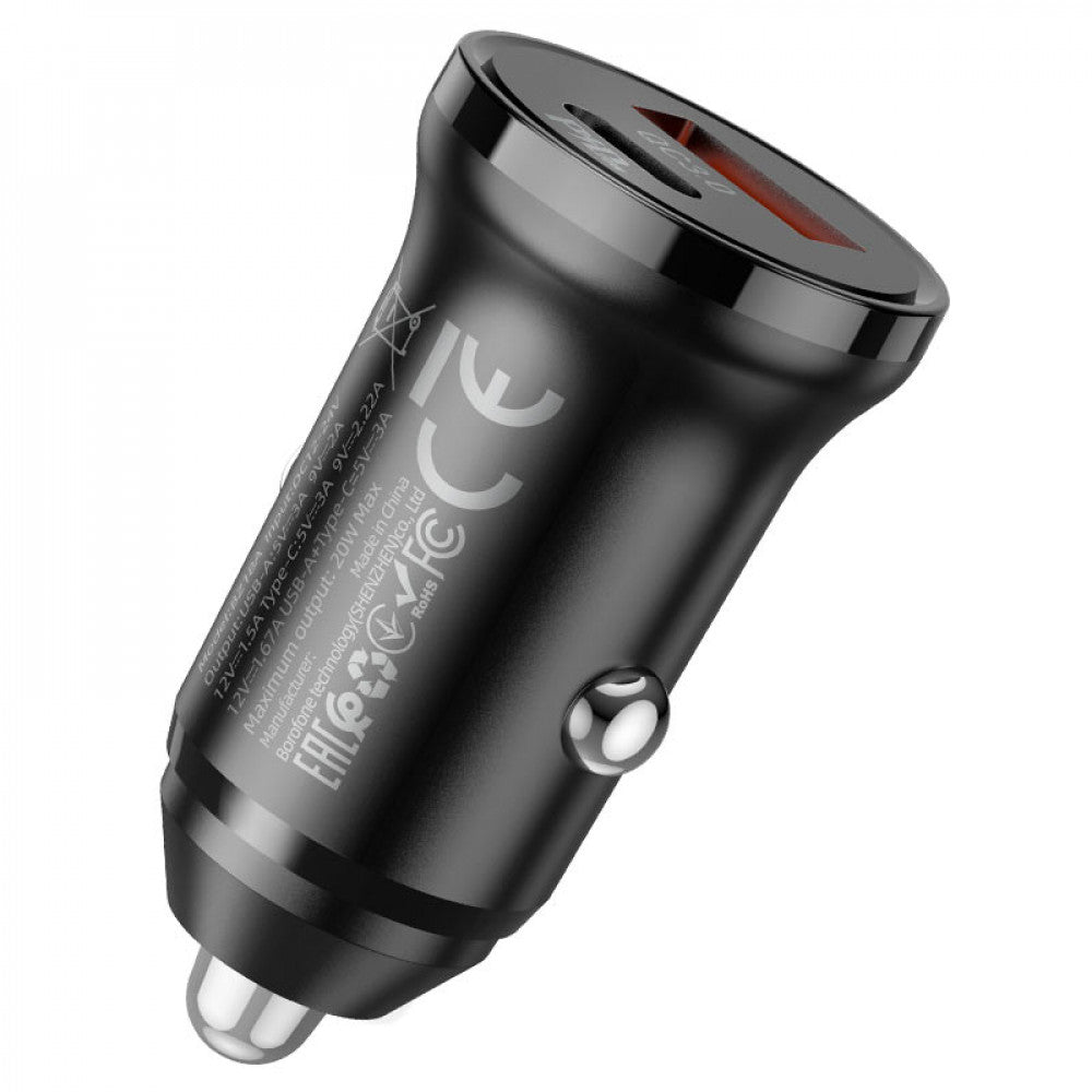 Car Charger 20W PD QC3.0 Borofone BZ18A — Black