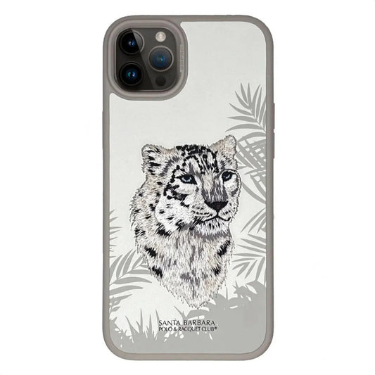 Polo Savanna Leather Case — iPhone 15 Pro Max — Snow Leopard-Grey