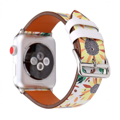 Ремінець Leather Series Flower Pattern — Apple Watch 42 mm | 44 mm | 45 mm | 49 mm — Fresh Leaves