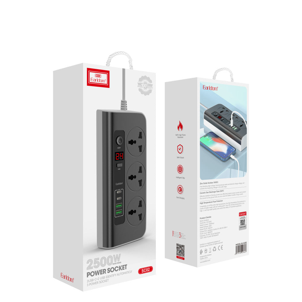 Фільтр живлення 4U | 3P | 3.1A | 1.5m — Earldom ES-SC02