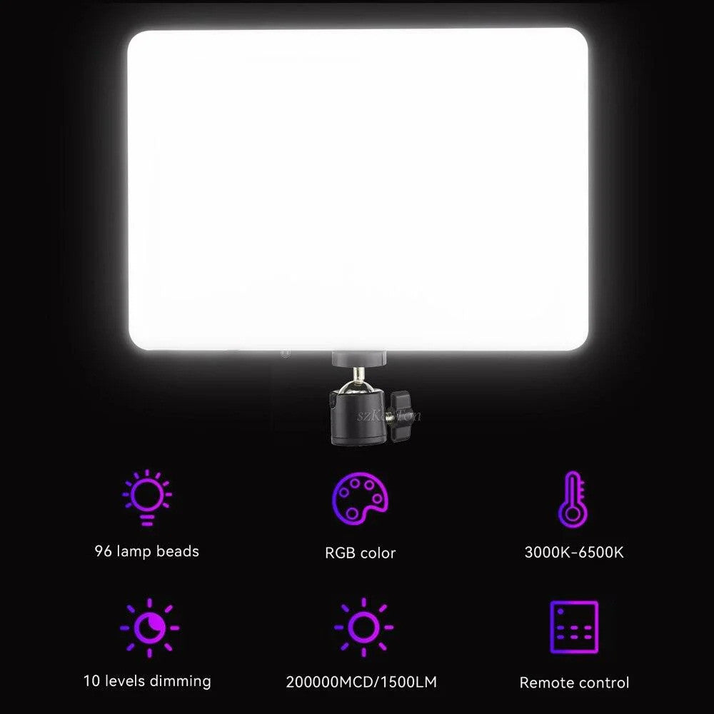 Лампа видеосвет LED RGB PM26 23x16 cm 96 Lights 2700K-6000K Remote USB + Adapter inside