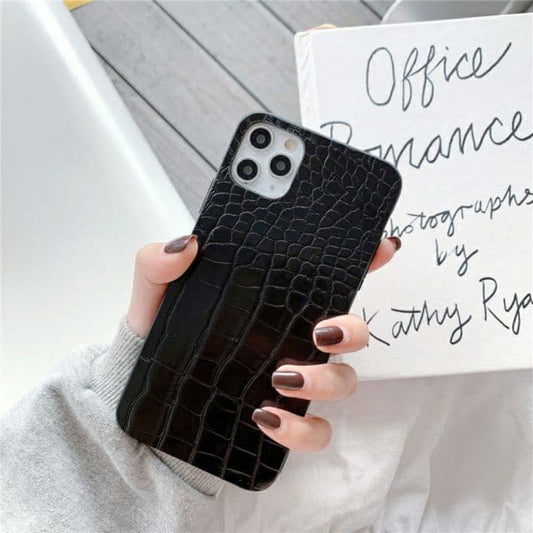 Retro Vintage Crocodile TPU Case  iPhone 12 6.1" — Black