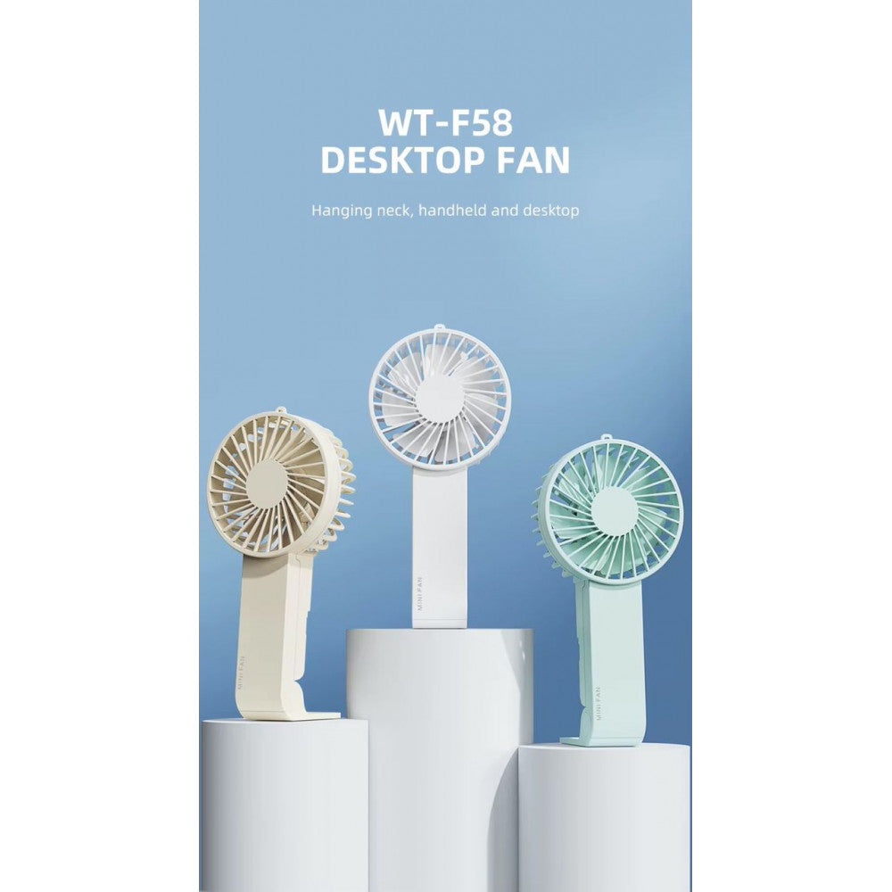 Портативный мини вентилятор WT-F58 - 1200 mAh — White