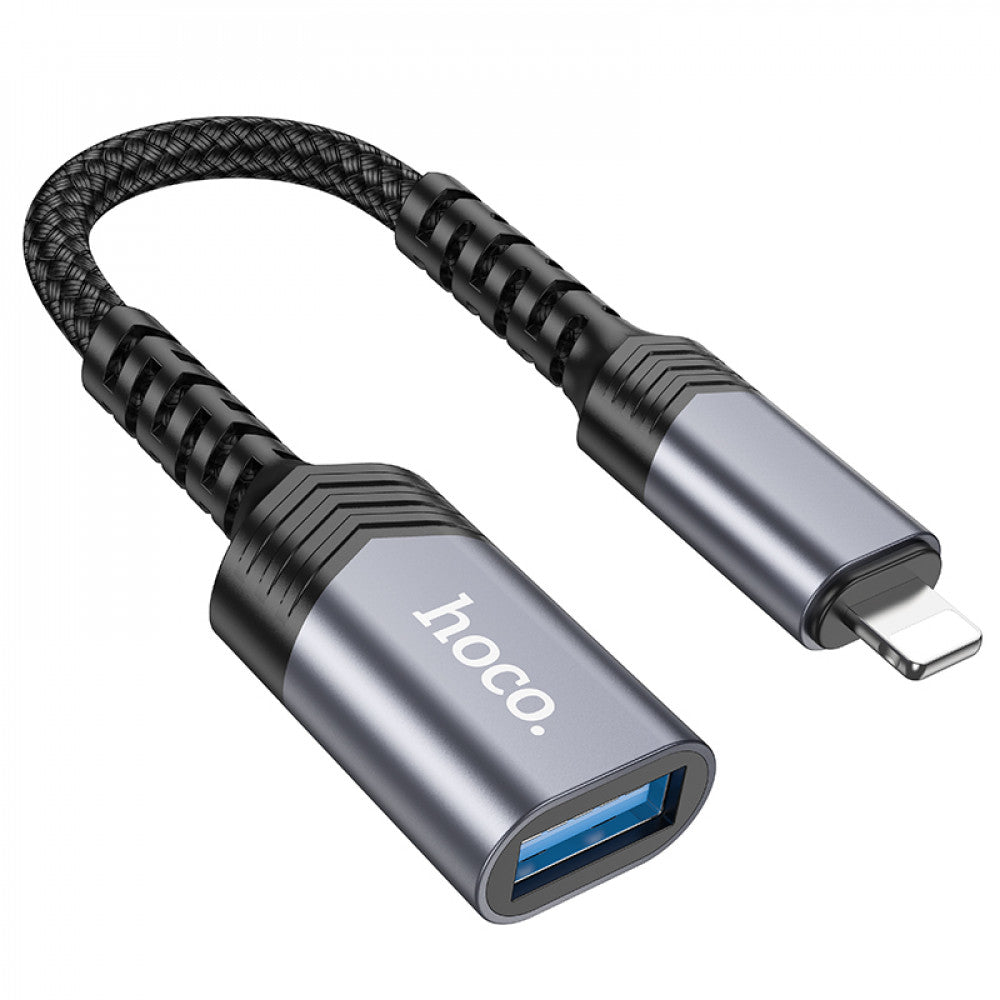 Adapter Lightning To USB 2.0 Hoco UA24 — Metal Gray