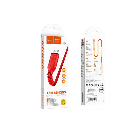 Кабель Micro 2.4A (1m) Hoco X59 — Red