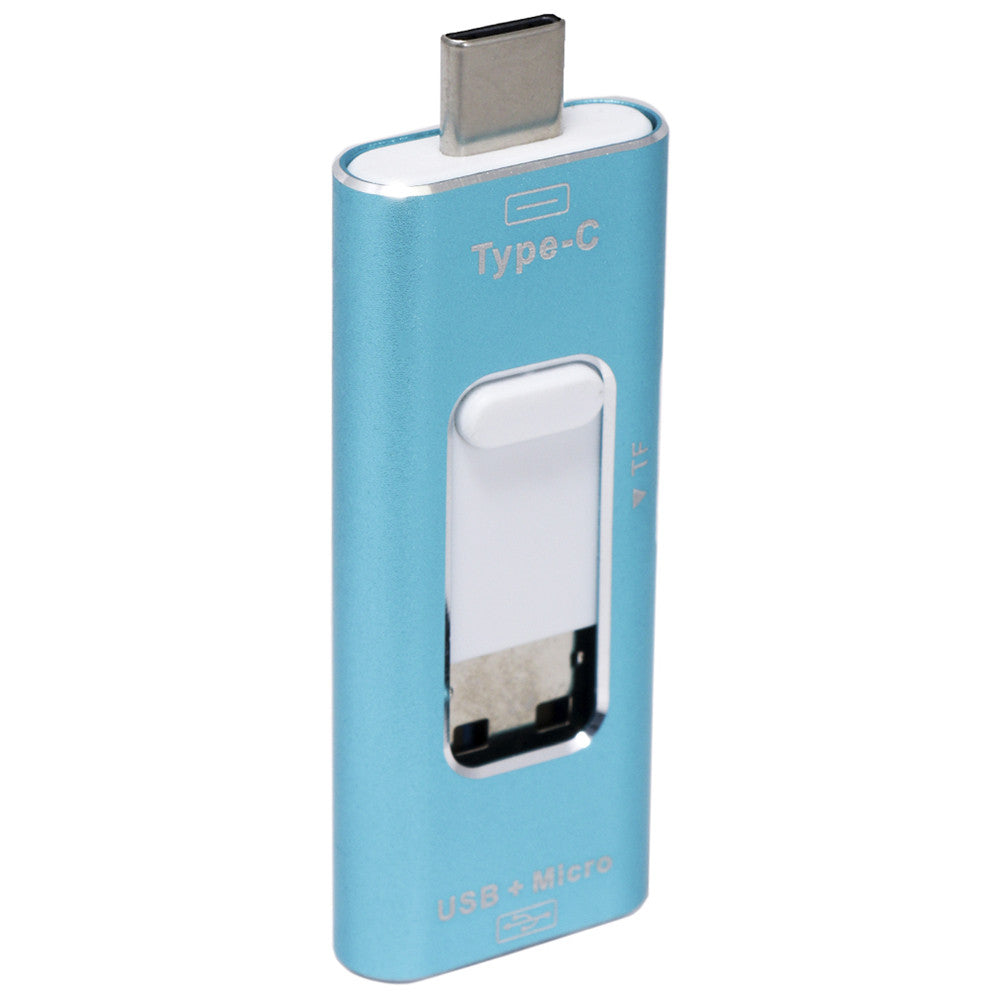 Card Reader Type C (M), USB (M) - MicroSD « OTG SMART» Blue