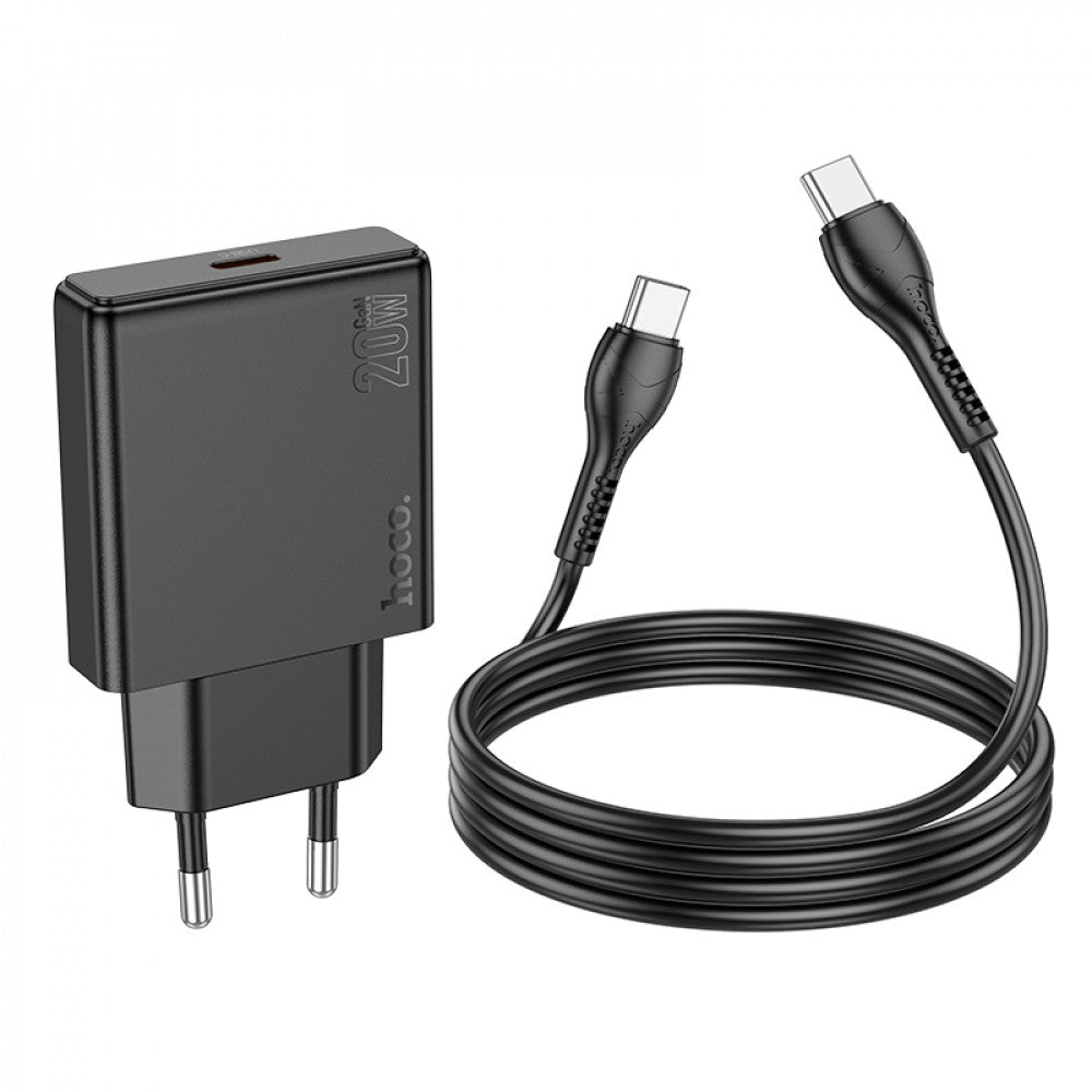 Home Charger 20W PD3.0 C to C Cable (1m) Hoco N37 - Black
