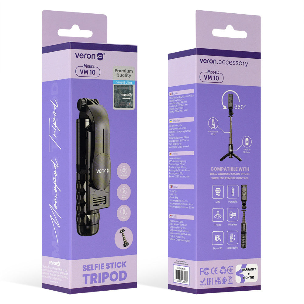 Monopod Tripod | 0.65m | - Veron VMT-10 | Button Bluetooth |