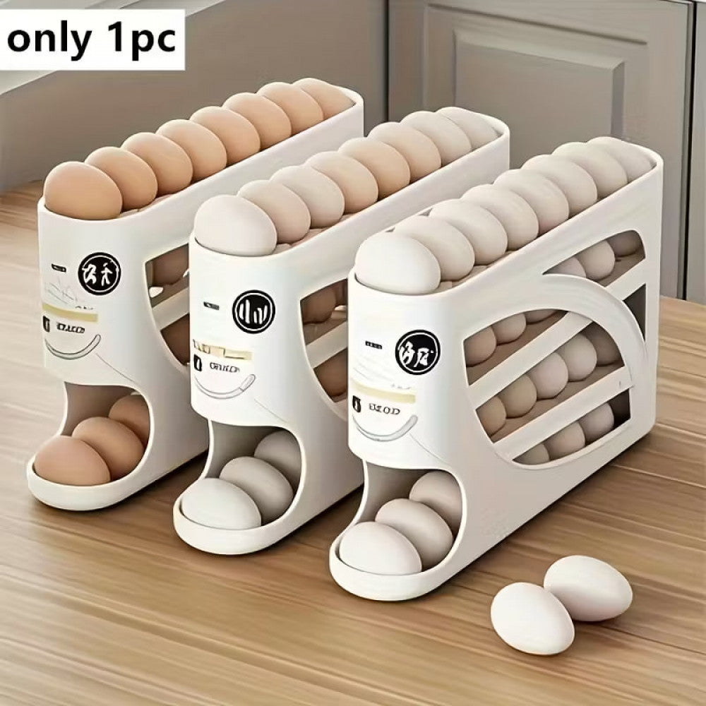 Трьохрівневий контейнер для зберігання яєць на колесах для холодильника