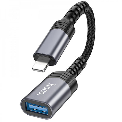 Adapter Lightning To USB 2.0 Hoco UA24 — Metal Gray